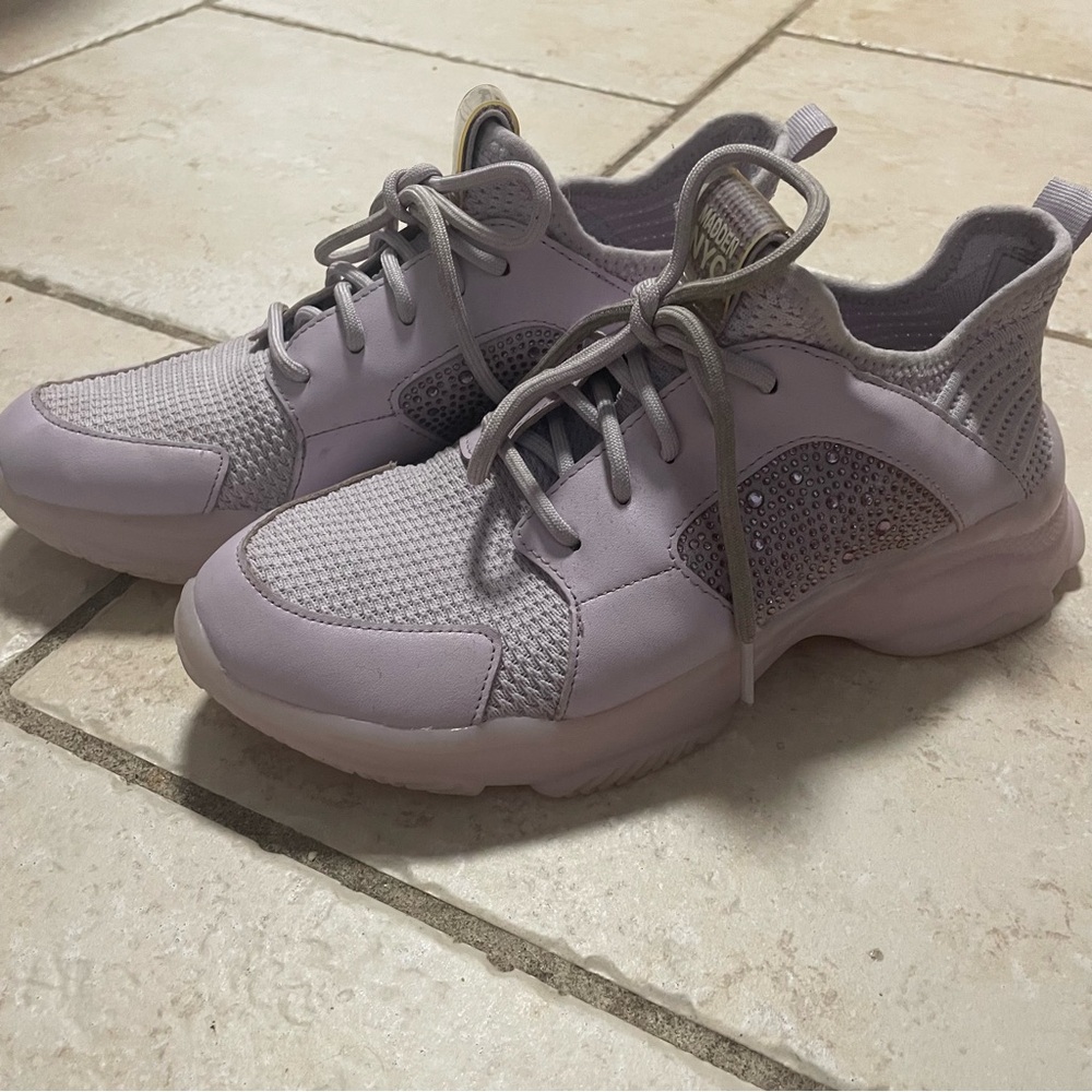 Purple Athletic Shoes with Chunky Design, rhinestones and Breathable Mesh